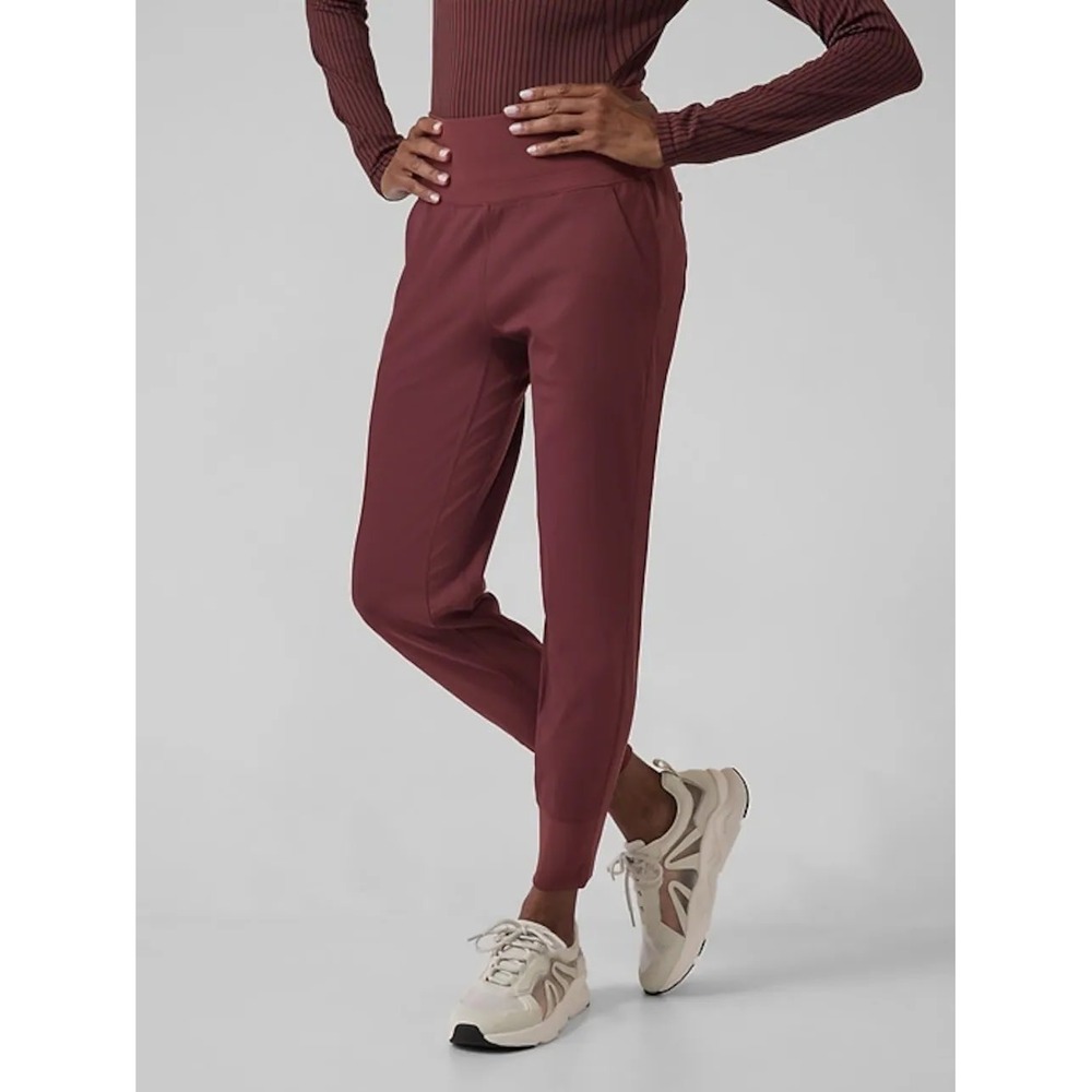 Athleta Venice Velvet Stripe Jogger Pants Plus Size 2X Red Brown